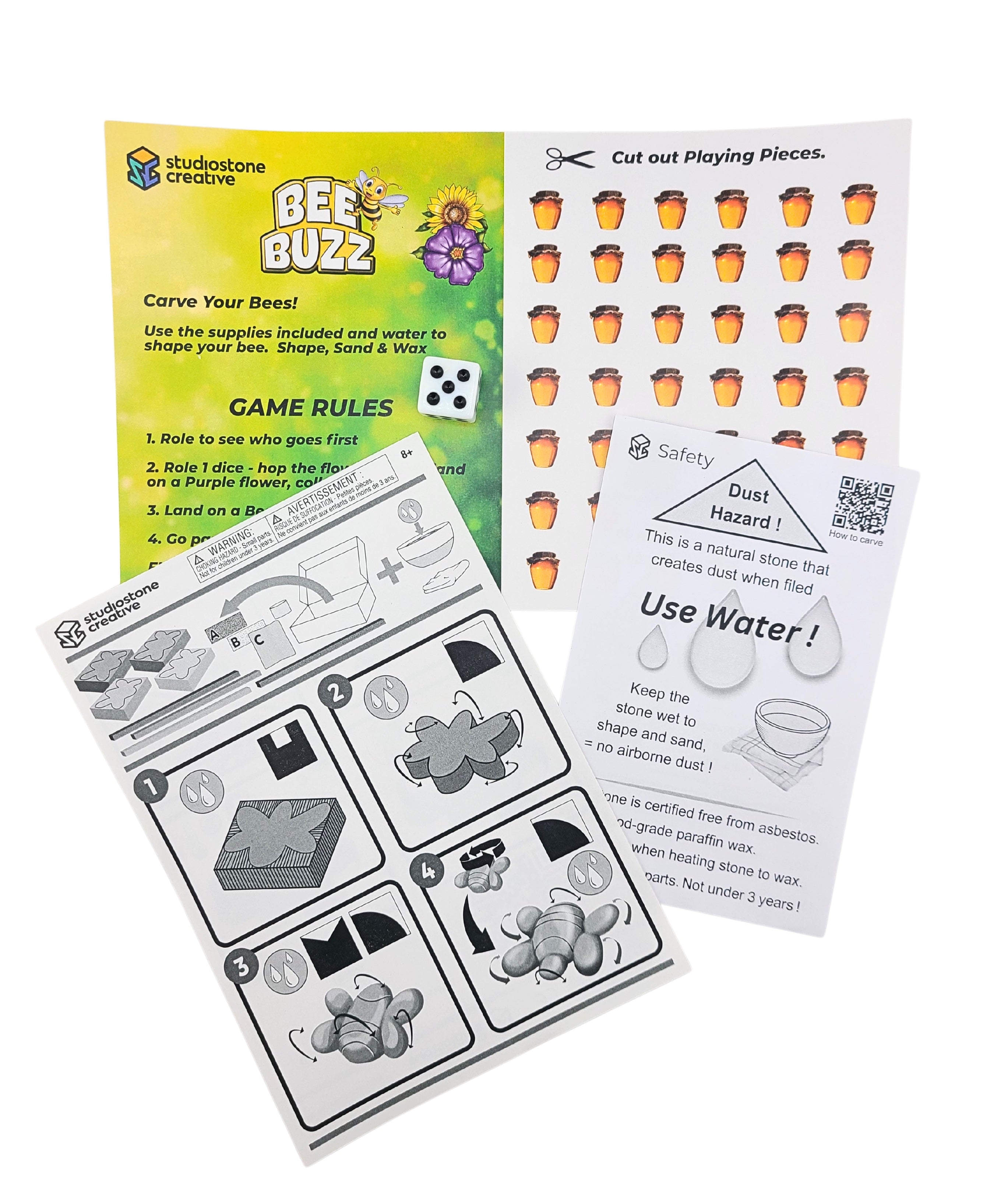 Bee Buzz Game - Carve your own soapstone pieces