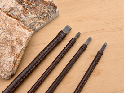4-Piece Stone Carving Chisel Set with Leather Wrap