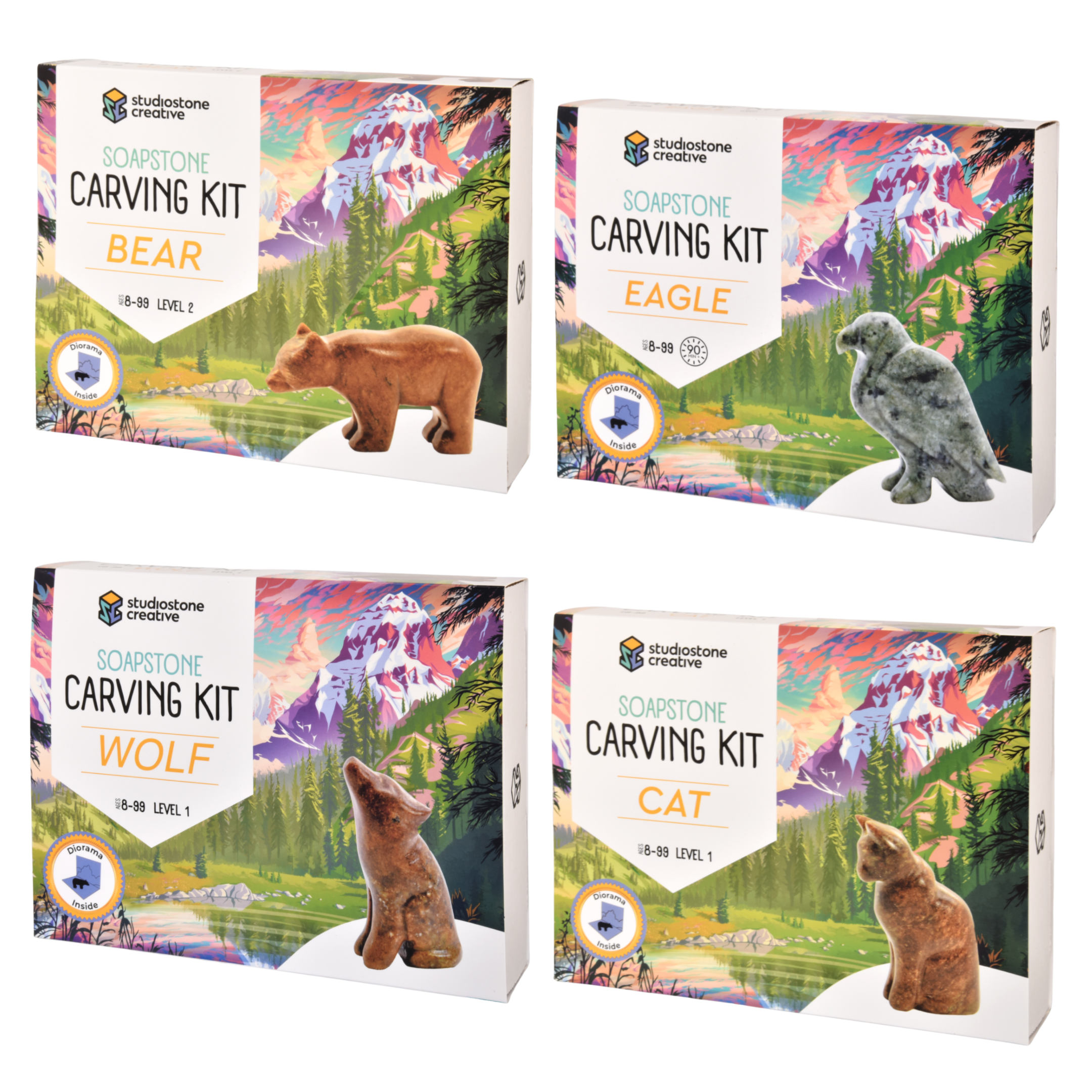 Soapstone North American Bundle of 4 Carving Kits