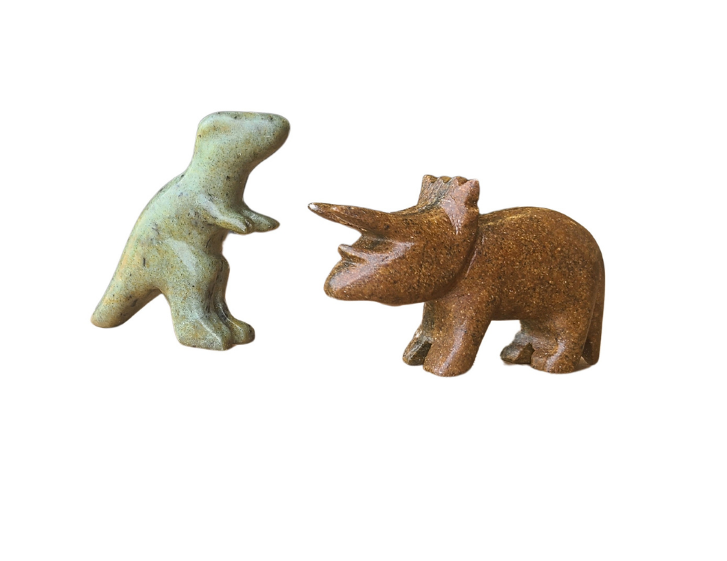 T-Rex & Triceratops speksteen-beeldhouwpakket