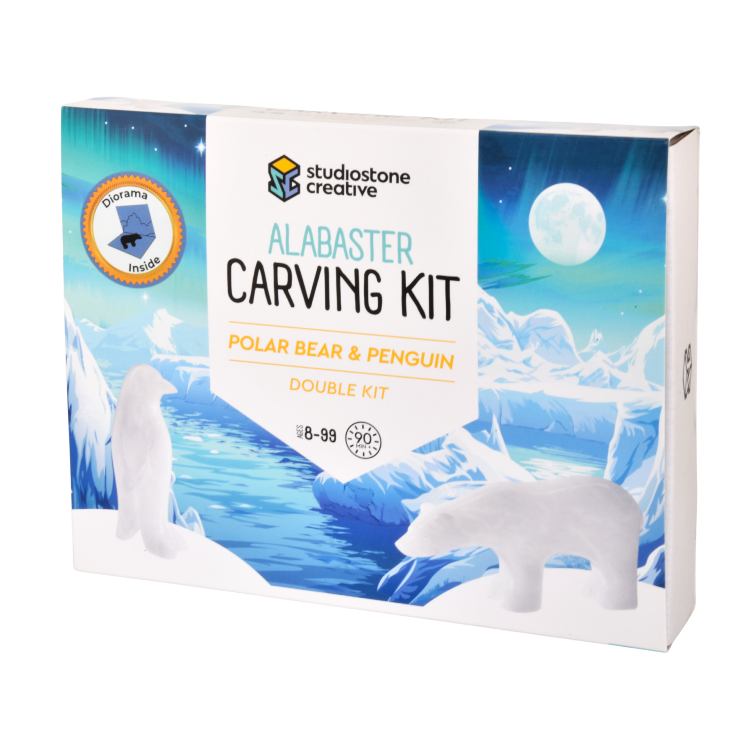 Polar Bear & Penguin Double Alabaster Carving Kit