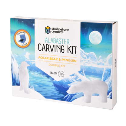 Polar Bear & Penguin Double Alabaster Carving Kit