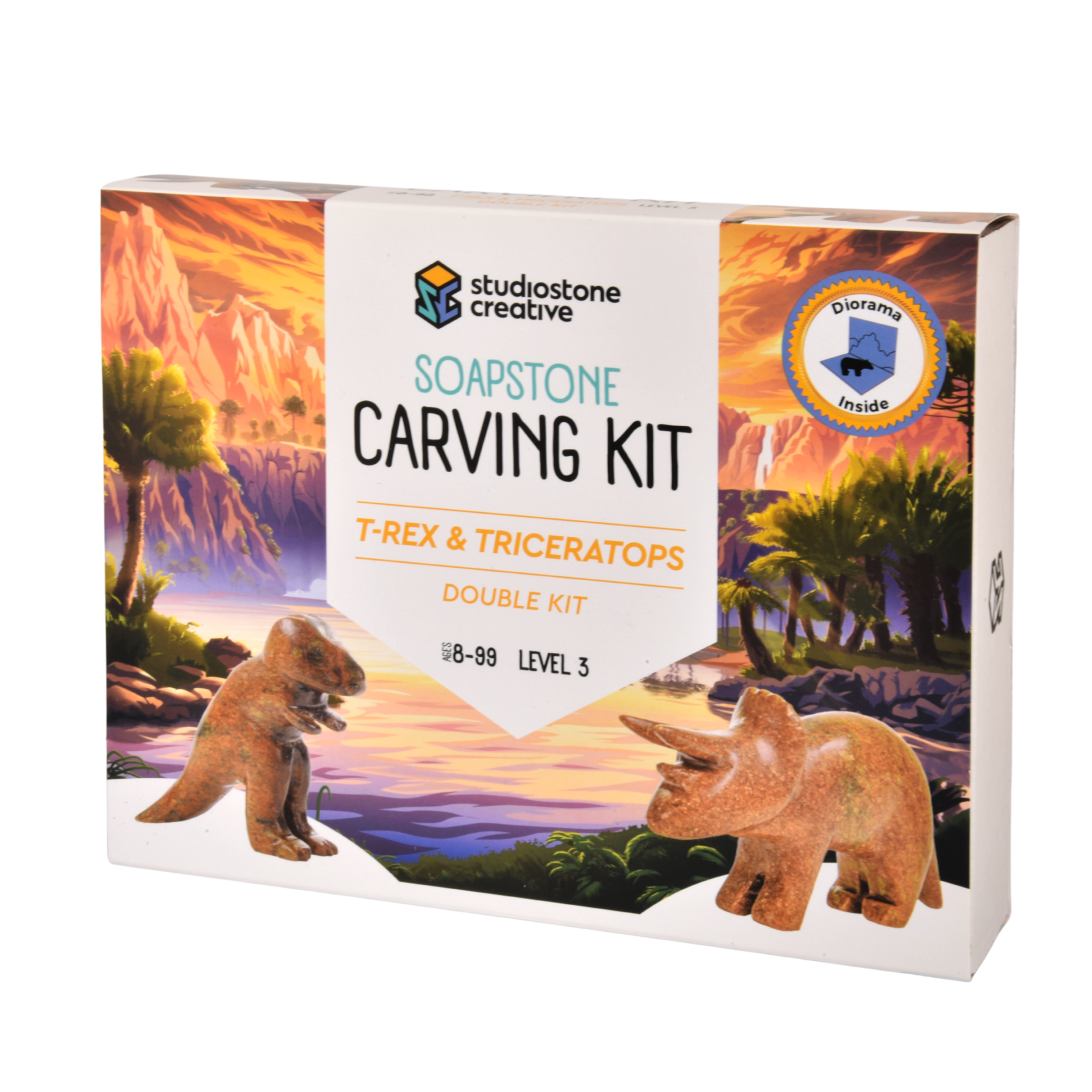 T-Rex & Triceratops Soapstone Carving Kit