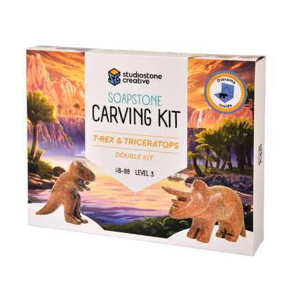 T-Rex & Triceratops Soapstone Carving Kit
