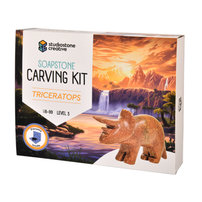 Kit de Escultura em Pedra-sabão – Triceratops