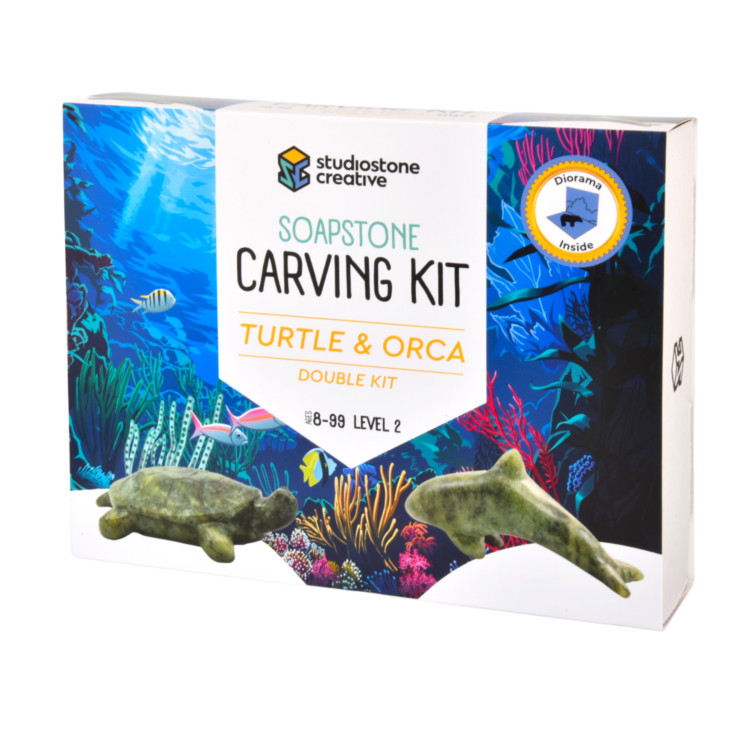 Kit double : kit de sculpture sur pierre à savon Tortue & Orque