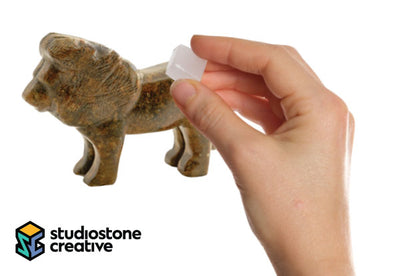 Kit Duplo de Escultura em Pedra-sabão – Leão e Elefante
