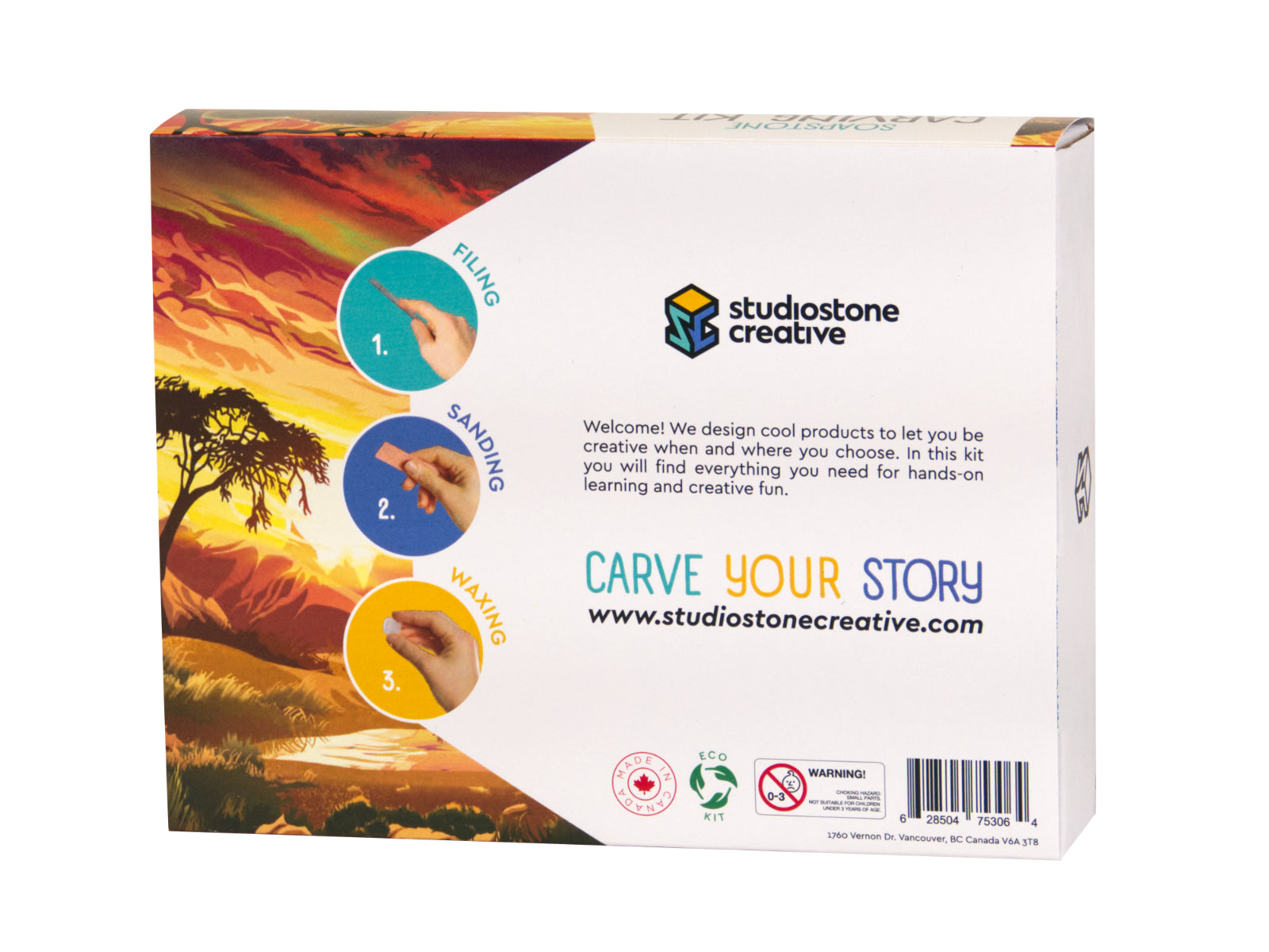 Kit double : kit de sculpture sur pierre à savon Lion & Éléphant