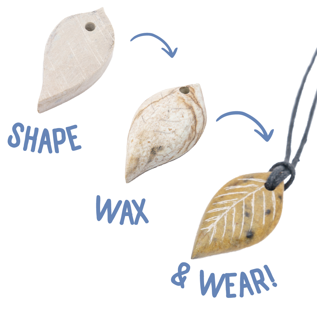 Kit de sculpture sur pierre à savon Pendentif Feuille