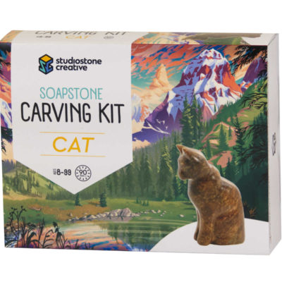 Cat soapstone carving kit box
