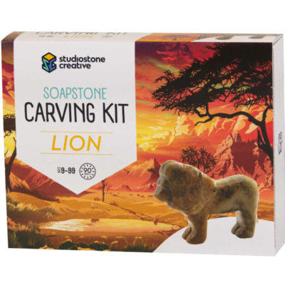 Lion soapstone carving kit box