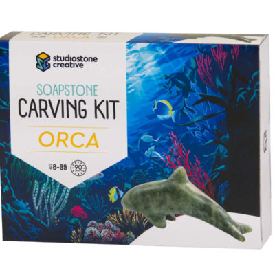 Orca soapstone carving kit box