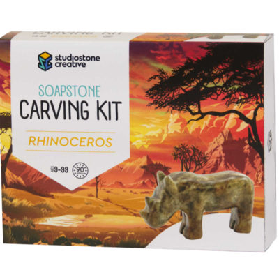 Rhino soapstone carving kit box