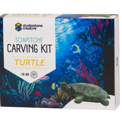 Turtle soapstone carving kit box