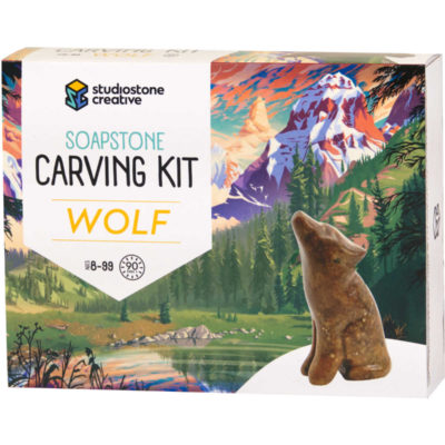 Wolf soapstone carving kit box