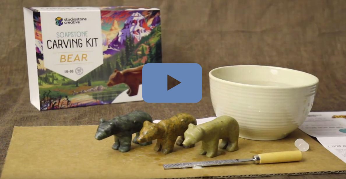 SOAPSTONE CAT CARVING KIT w/ TOOLS