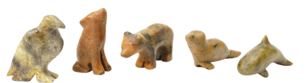 Carved animals made our of soapstone